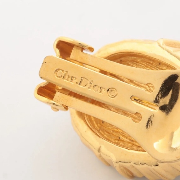 Christian Dior Clip On Crystal Runway Statement Earrings Gold Blue - Picture 5 of 5